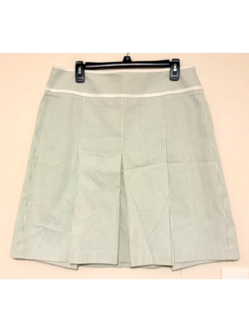 New NWT Ann Taylor Loft Green White Striped Flared Midi Skirt Size 12